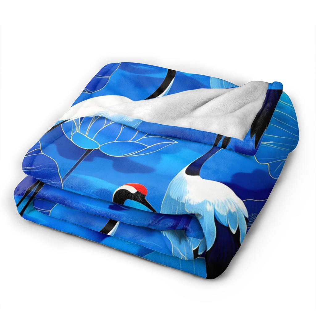 Chinese Style Crane Soft Blankets Students Plush Bedding Throws Novelty Couch Chair Flannel Bedspread Sofa Bed Cover