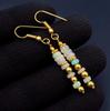 Natural Wlo Fire Ethiopian Opal Bead Earrings, 925 Silver & 14k Gold Gift For Her
