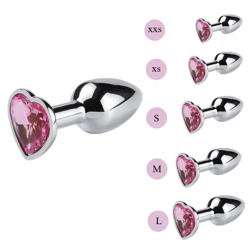 XXS-L Analplug Herz Edelstahl Kristall Analplug Abnehmbarer Buttplug Stimulator Analsexspielzeug Prostata-Massagegerät Dildos