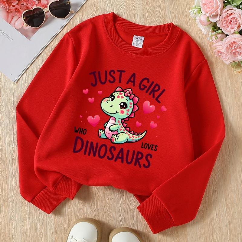 Kids Crewneck Long Sleeve Sweatshirt,Cartoon Green Dinosaur & Letter Graphic Print