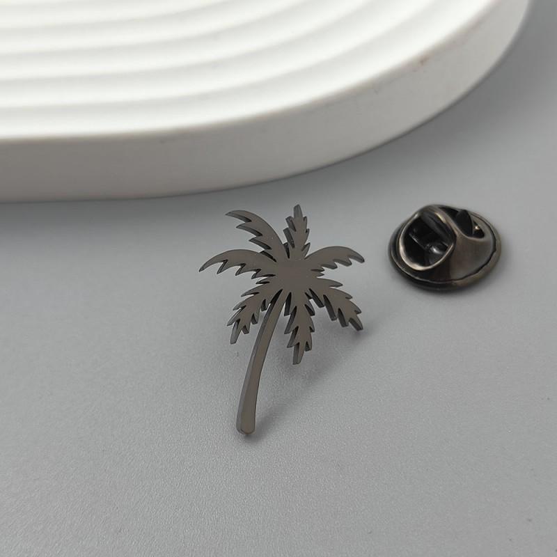 Three Dimensional Coconut Tree Brooch Cufflinks Creative Personality Simple Versatile Cutting Accessories Jewelry