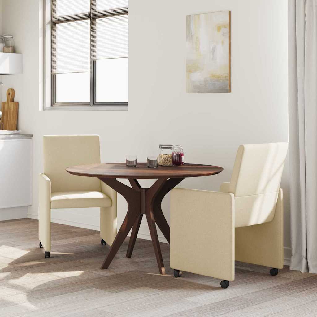 Dining Chairs with Casters 2 pcs Cream 57 x 66 x 94 cm Fabric