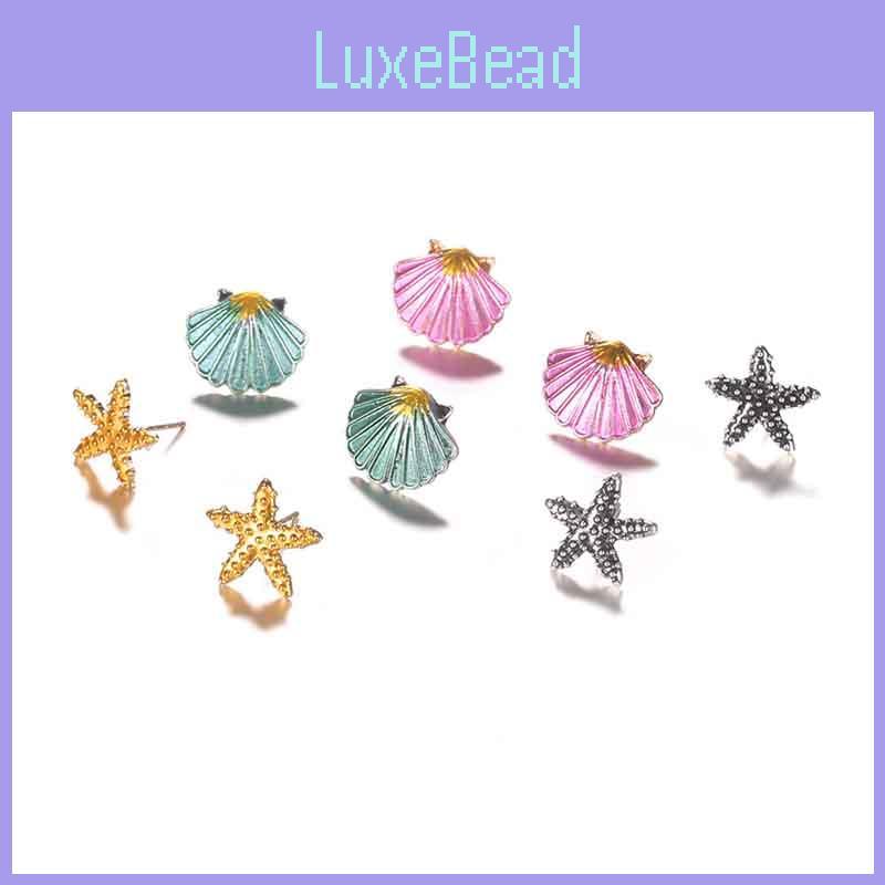 Unique Colorful Starfish Shell Stud Earrings With Mermaid Seashell Design For Women