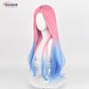 Anime Mizi Cosplay Wig Long Pink Blue Dyed Gradient Wigs Heat Resistant Synthetic Hair+ Wig Cap