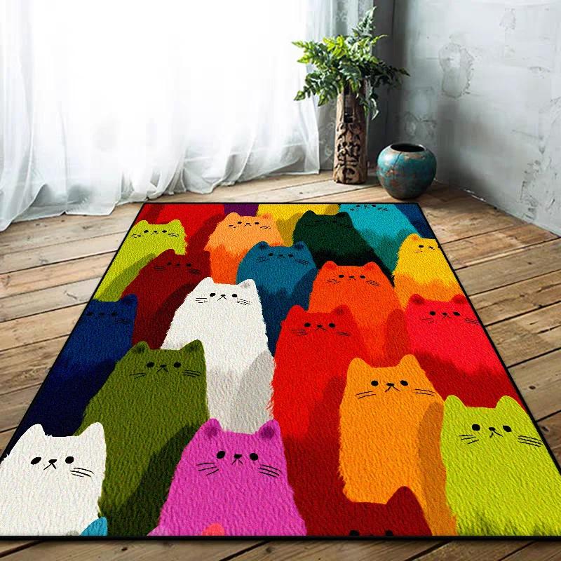Cat Paw Print Area Rug – Soft Non-Slip Plush Mat for Bedroom, Living Room, Sofa Side, Kids' Play Area, Fluffy Home Decor Carpet
