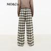 MO&Co. Plaid High-Waist Straight-Leg Trousers