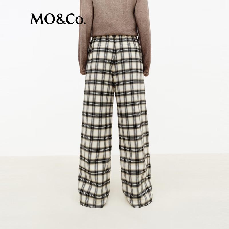 MO&Co. Plaid High-Waist Straight-Leg Trousers