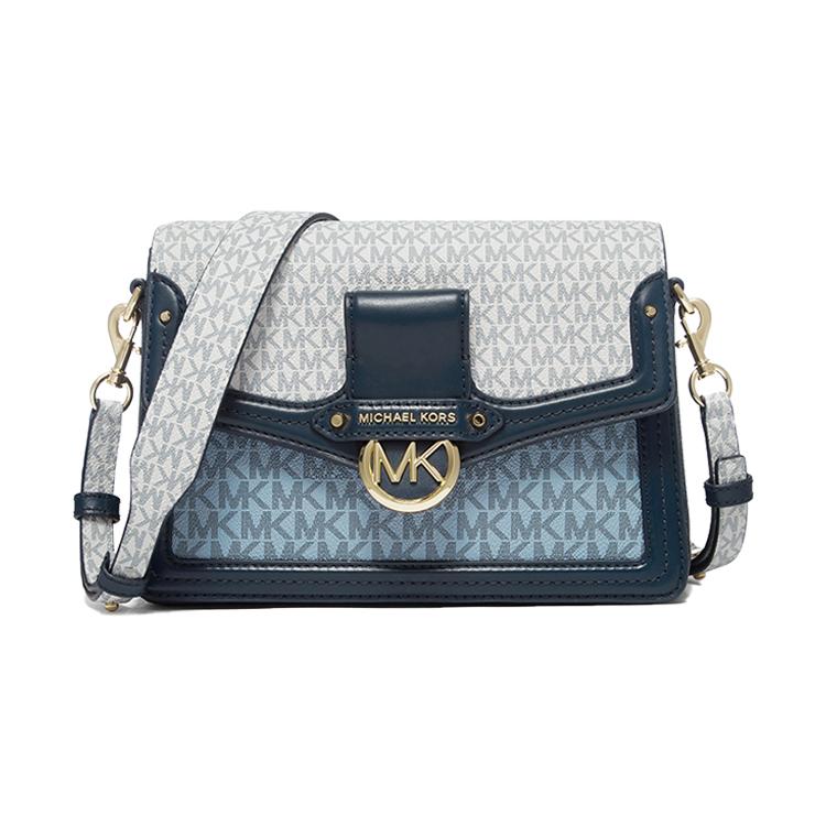 New MICHAEL KORS Jessie Artificial Leather Envelope Bag, Crossbody Bag, Shoulder Bag Women's Light Blue/Marine Blue/White 30S0GI6L2V-436