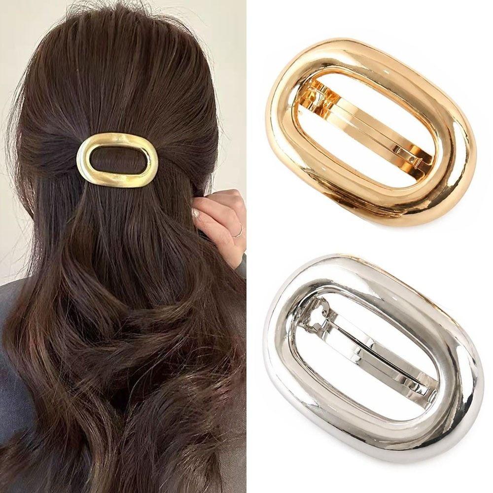 Elliptical Hollowed Out Spring Hair Clip Hollow Oval Ponytail Hairpins New Metal Hair Clips Women
