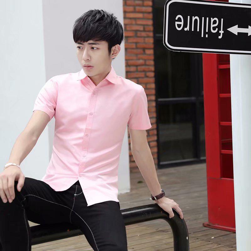 

Мужская приталенная однотонная белая рубашка с коротким рукавом для бизнеса L