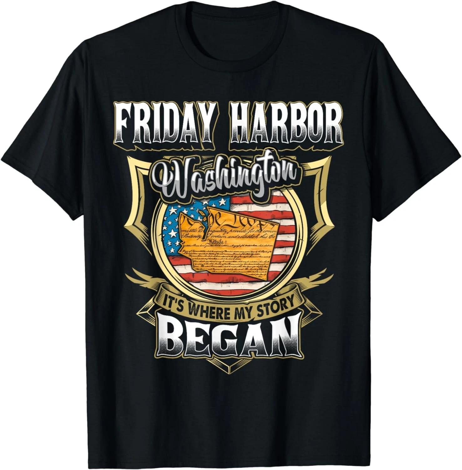 

Friday Harbor Washington USA Flag 4th Of July Gift Unisex T-Shirt L