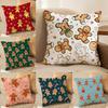 Cute Gingerbread Man Christmas Cushion Cover Soft Plush DoubleSided Printed Sofa Pillow Cushion Cover  AllSeason Decor Gift