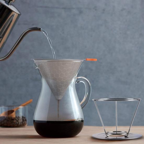 Honeycombed Stainless Steel Coffee Filter Reusable Pour Over Dripper Cone Filter