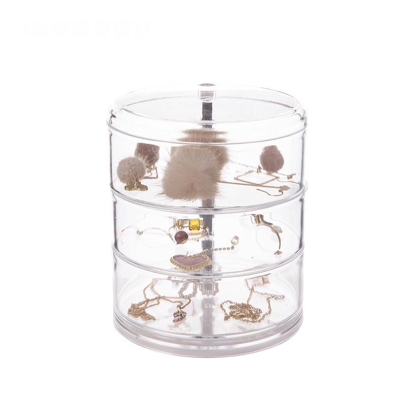 Transparent Organizer Box Dust Proof And Waterproof Large Capacity Rotatable Jewelry Hairpin Jewelry Cosmetics Storage Box