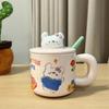 Home Cute Ceramic Cup with Lid for Girls' Cup with High Appearance Coffee Cup Mug Office Water Cup Gift