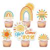 6pcs Here Comes The Sun Cake Topper Yellow Orange Blue Balls Cake Topper Here Comes The Son Baby Shower Boho Cake Decoration