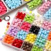 Square Acrylic Beads Spray Painted Oblique Cut Surface Charms for DIY Jewelry 5 Pcs