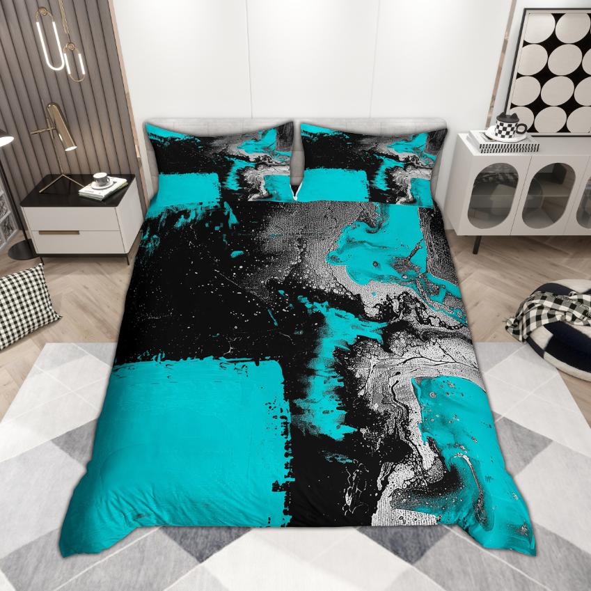 Homewish Modern Abstrakt Påslakanset 2 st/3 st, Akvarell Ombre Sängkläder, Oljemålningsestetik Täcke Set