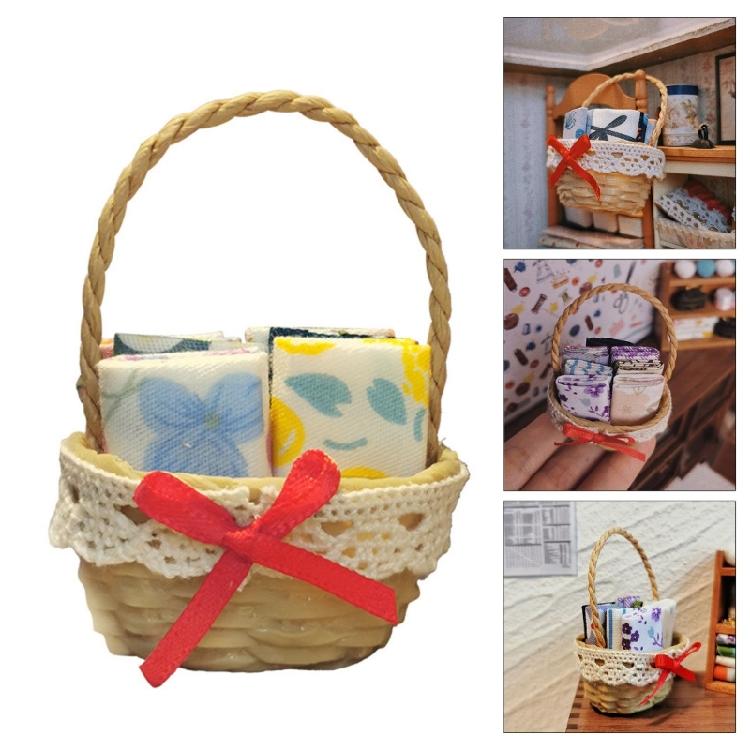 Delicate Basket Mini Woven Basket for Dollhouses and DIY Projects Photo Props for Dollhouses Scene Setting