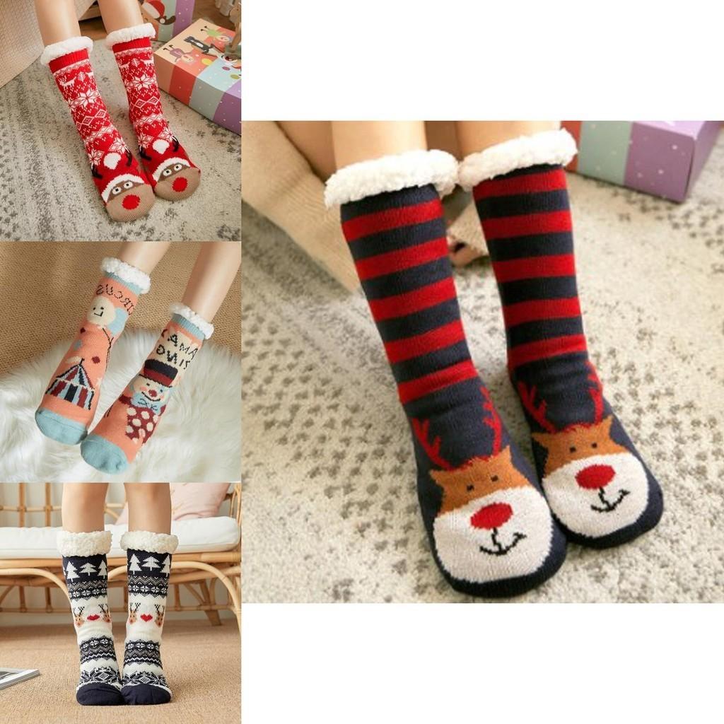Cheerful Christmas Slipper Socks For Men Women And Kids With Plush Faux Fleece Lining