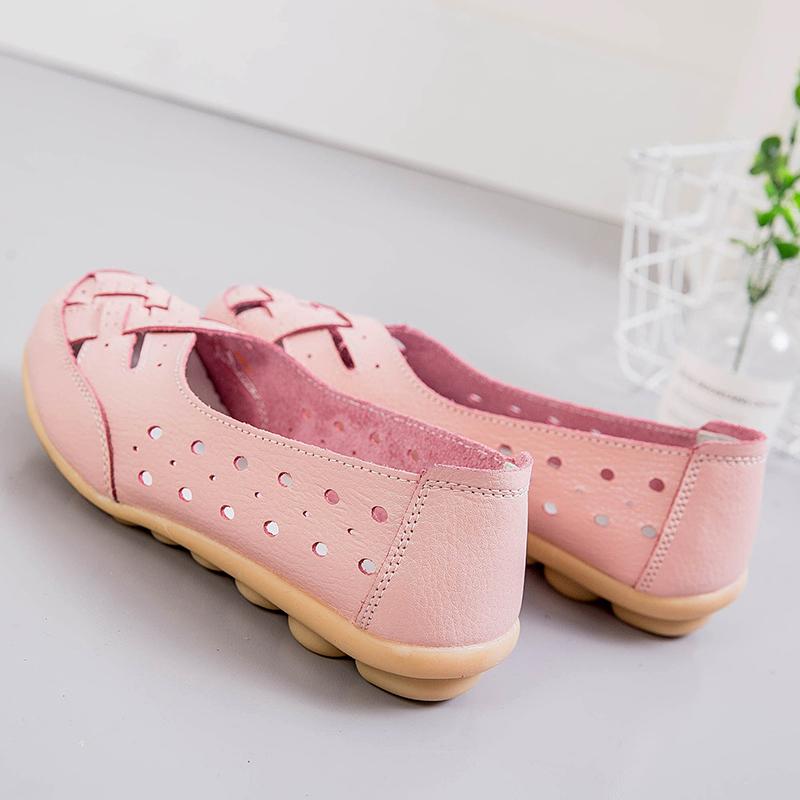 Women Leather Driving Shoes Moccasins Comfort Flats Casual Slip On Yellow Nurse Walking Summer Maternity Shoes for Mother