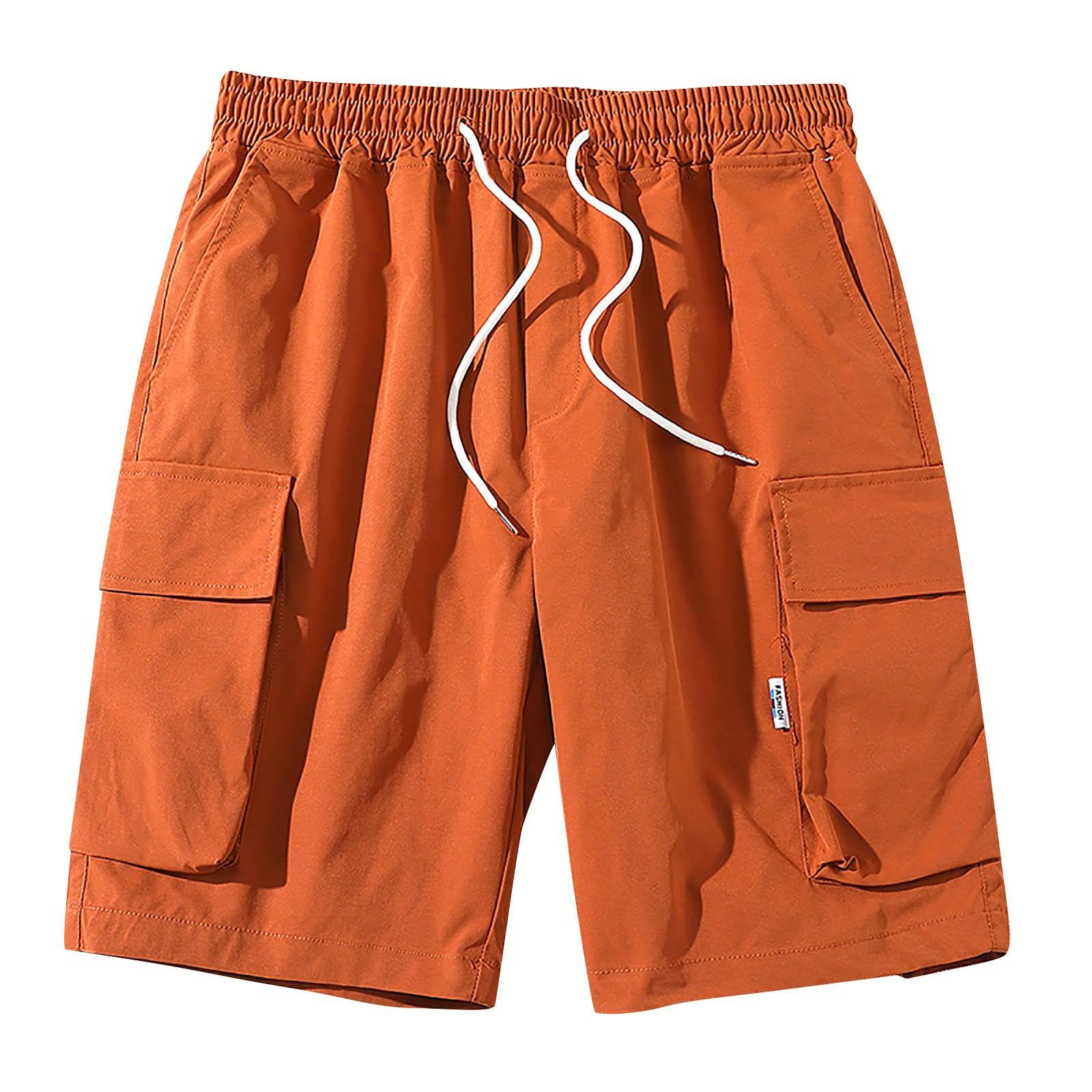 

Men s Summer Cargo Shorts Loose Casual Multi-Pocket Drawstring Men s Jogging Cargo Shorts XXXXL помаранчевий