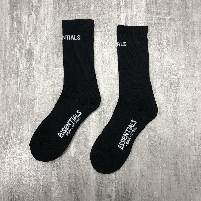 Fear Of God Classic ESSENTIALS Letter Print Crew Socks Breathable Cotton Streetwear Socks