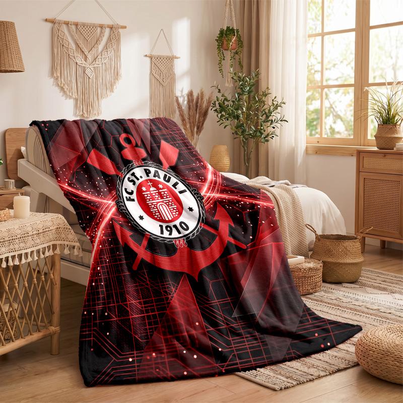 FC St. Pauli Football Print Flannel Blanket Soft Warm Sofa Bed Throw Blanket For Home Office Bedroom