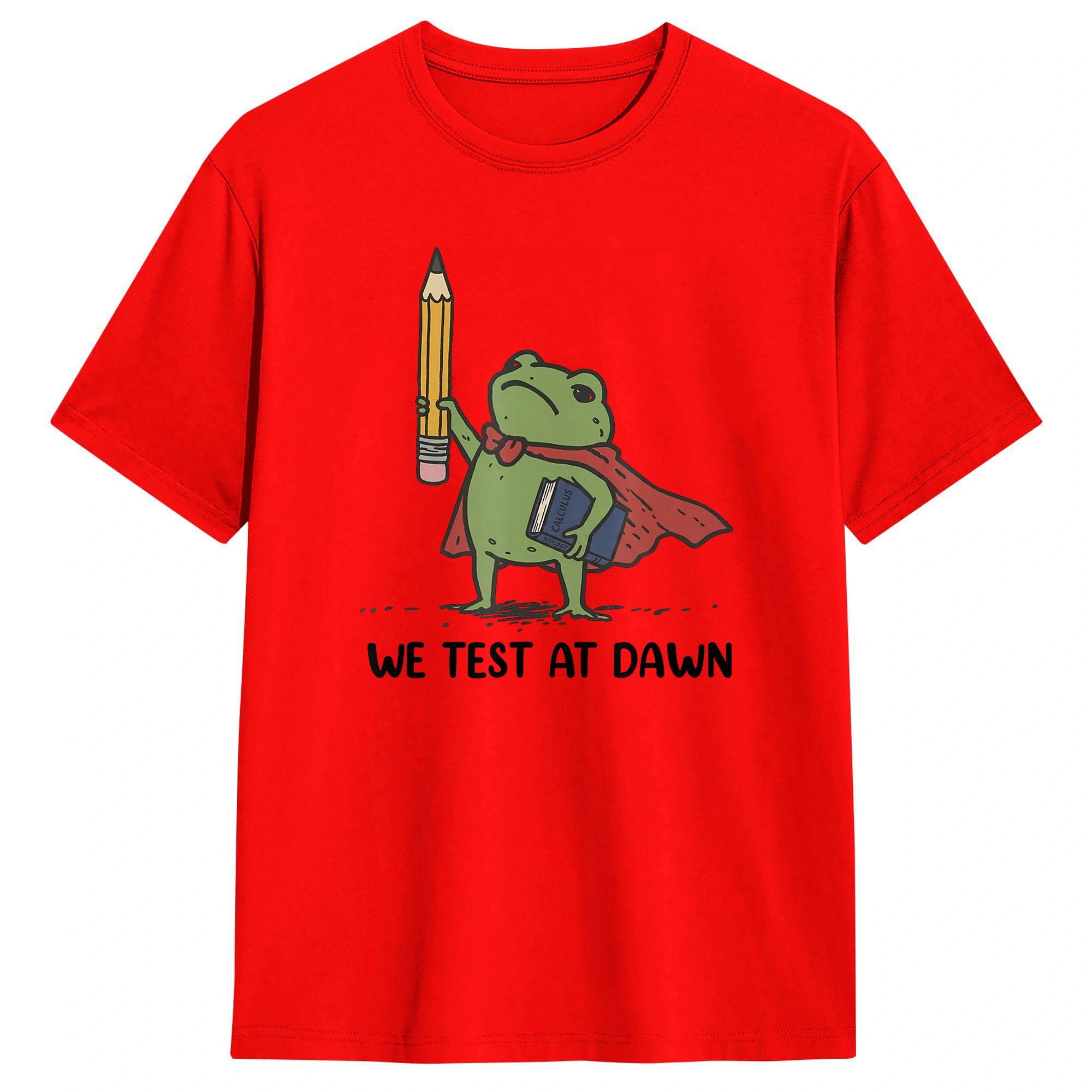 Oversized TShirt Teacher Frog We Test At Dawn Test Day Coordinator Final Exam Cotton TShirts Fashion Tshirt Couple Summer Tops S
