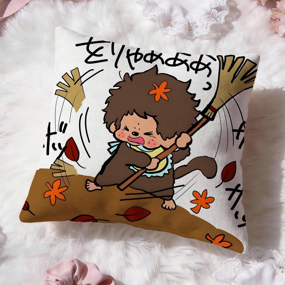 Tecknad M-Monchhichi Kuddfodral Premium Komfort Vändbart Kuddfodral - Två i Ett Design för Alla Rum & Bilinteriör