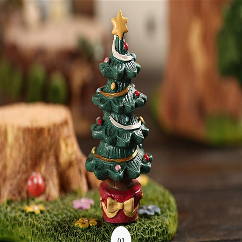 Resin Christmas  Ornaments Fish Tank Aquarium Crafts Tree Landscaping Cartoon Decoration Set