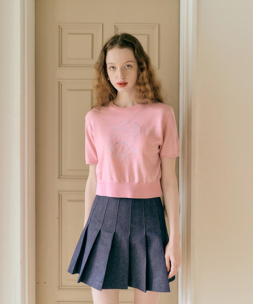 MARGARIN FINGERS Kitty Crop Knit (Light Pink)