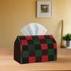 1pc Large Christmas Plaid Tissue Box Suitable for Holiday Parties & Daily Home Use, Decorative Suitable, Dining Table, Festive Plaid Tissue Holder Wit