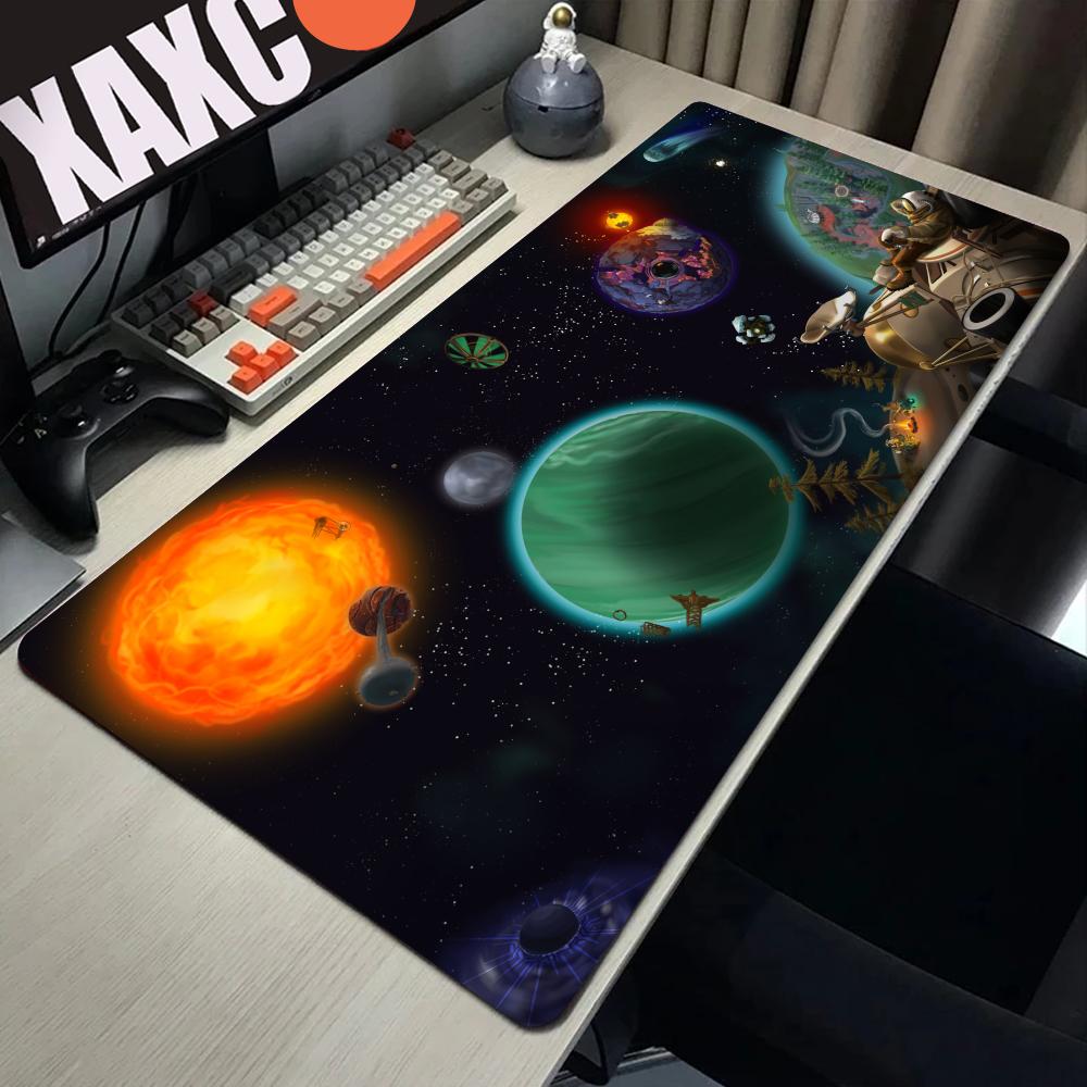 Mouse Pad Black And White Anime Keyboard Pad Laptop Outer Wilds Solar System Desk Mat PC Gaming Accessories Mousepad XXL Carpet