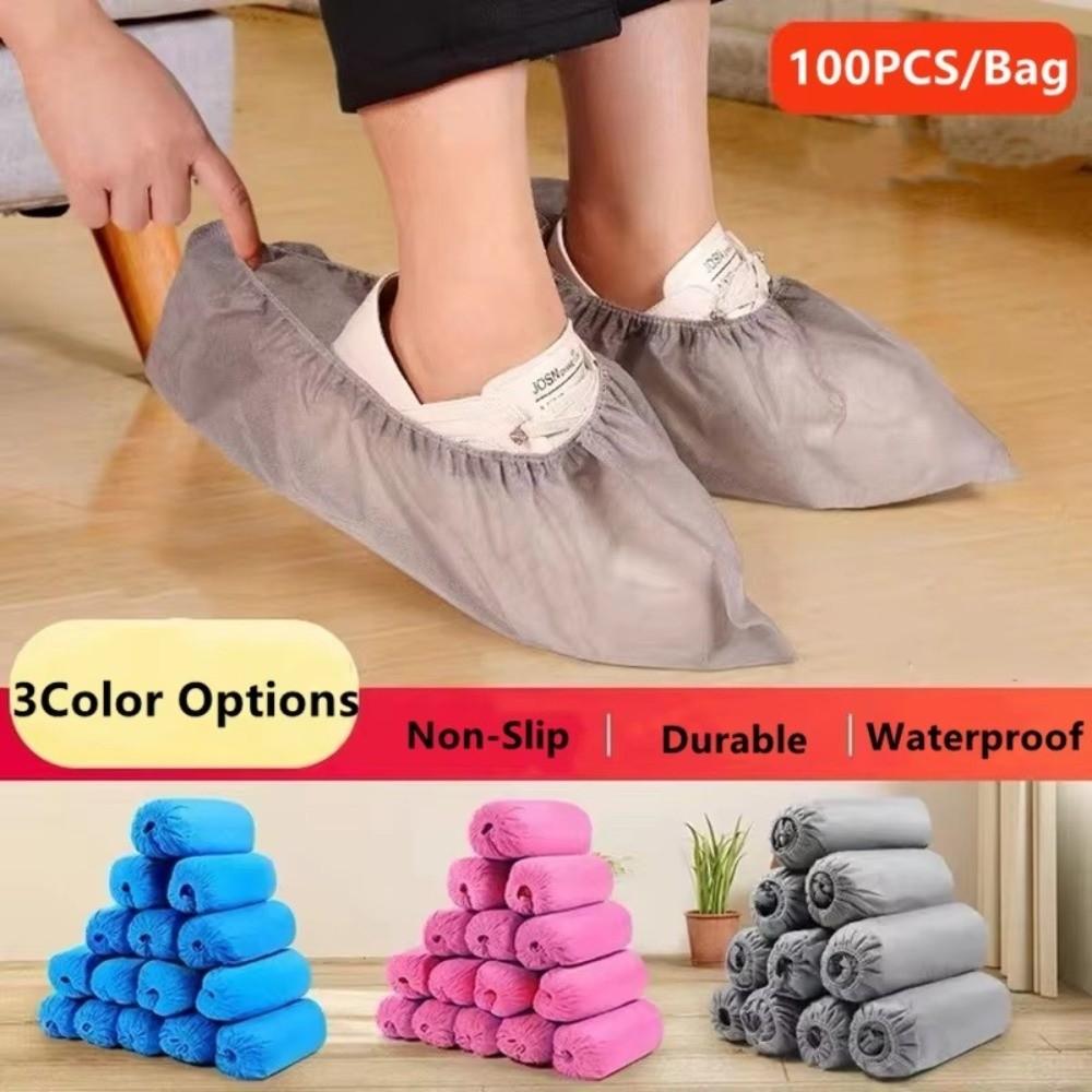 Wear Resistant Disposable Shoe Covers Non-woven Fabric Waterproof Overshoes Dustproof Home Office Workplace Reusable