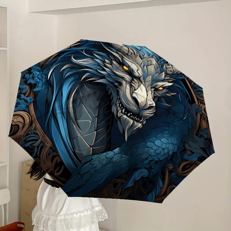 1pc Dragon Fantasy Artwork Automatic Folding Umbrella, Heavy-Duty 8-Rib Construction, Perfect for Everyday yy251114158
