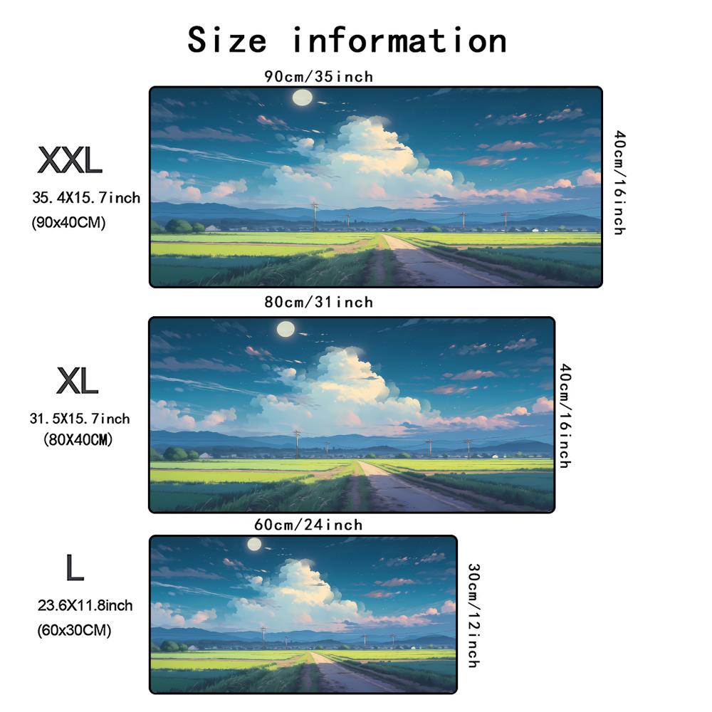 Anime Countryside Scenery Large Desk Mat Sky Cloud Mountain Road Xxl Mouse Pad NonSlip Stitched Edge Keyboard Gaming Mat