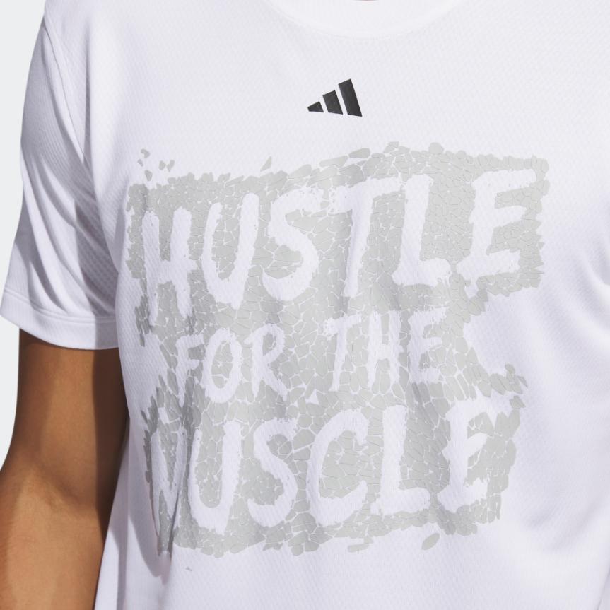 Adidas Hustle For The Muscle Aeroready Graphic Print Crew Neck T-Shirt Men Tops White H44742