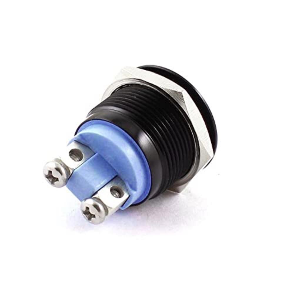 19mm 3/4" kovový tlačítkový spínač s mžikovým chodem 3A/250V AC SPST 1NO průmyslový automobilový spínač - černý kryt