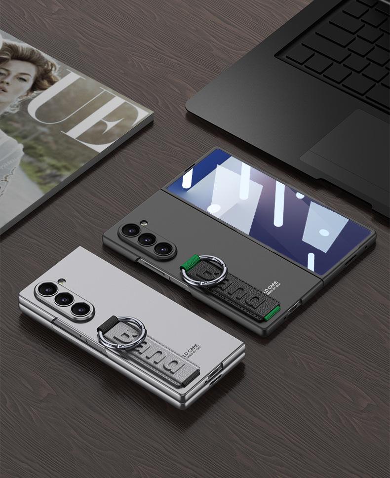 Cross-border Z FOLD7 Phone Case with Precise Camera Hole & Elastic Wrist Strap, Integrated Film, & Shell Protection