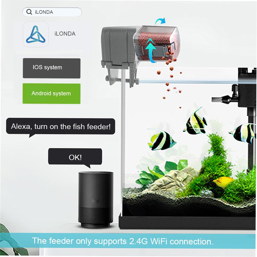 

Automatic Fish Feeder Aquarium Tank Feeding Timer Fish Food Dispenser Adjustable Outlet App Control Voice Control