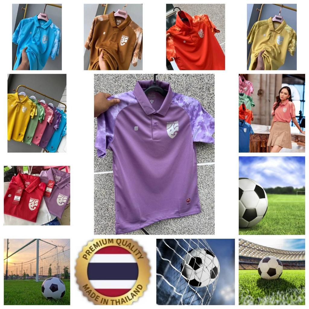 THAILAND National Football Soccer Tie Dye Pattern JERSEY CHEER Fan Vintage Version Quick Dry Shirt Polo Short Sleeve Uniform Elephant Logo Sport