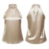 Women Sleeveless Halter Neck Tank Top Beaded Collar Casual Loose Fit Summer Blouse Lightweight Soft Fabric