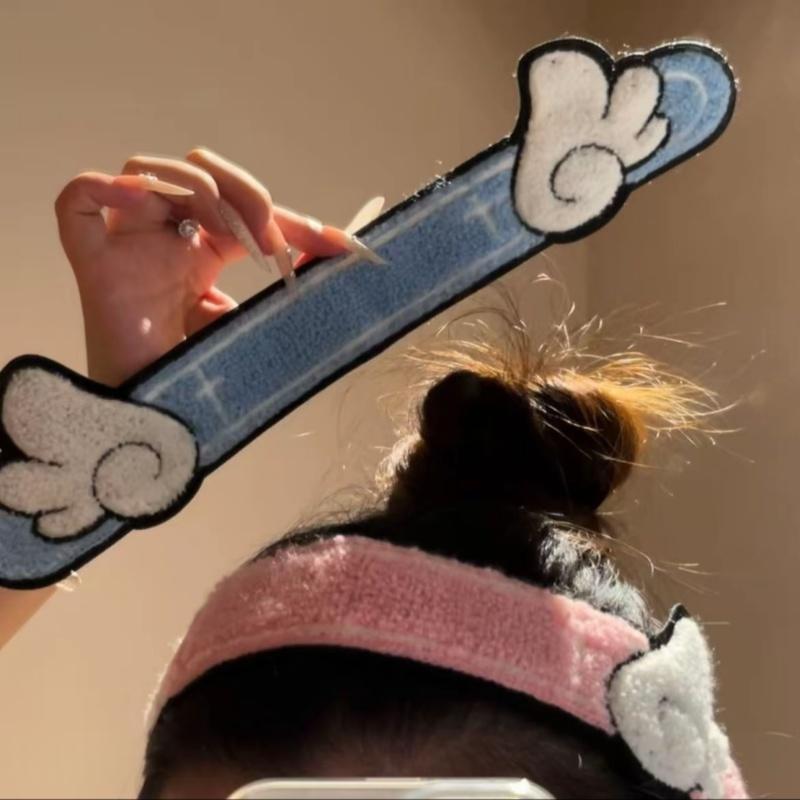 1/2Pcs New Fluffy Hair Bang Patch Set Cartoon Animal Reusable Hair Accessory Long Strip Portable Headband Shower