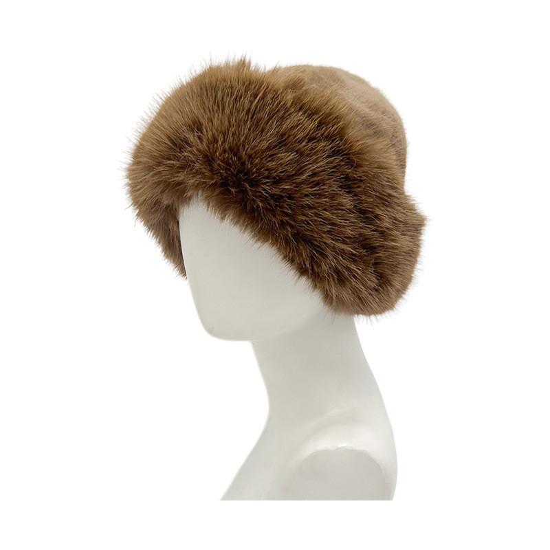 Plush Faux Fur Fisherman Hat Solid Color Thickened  Furry Stylish Winter Warm