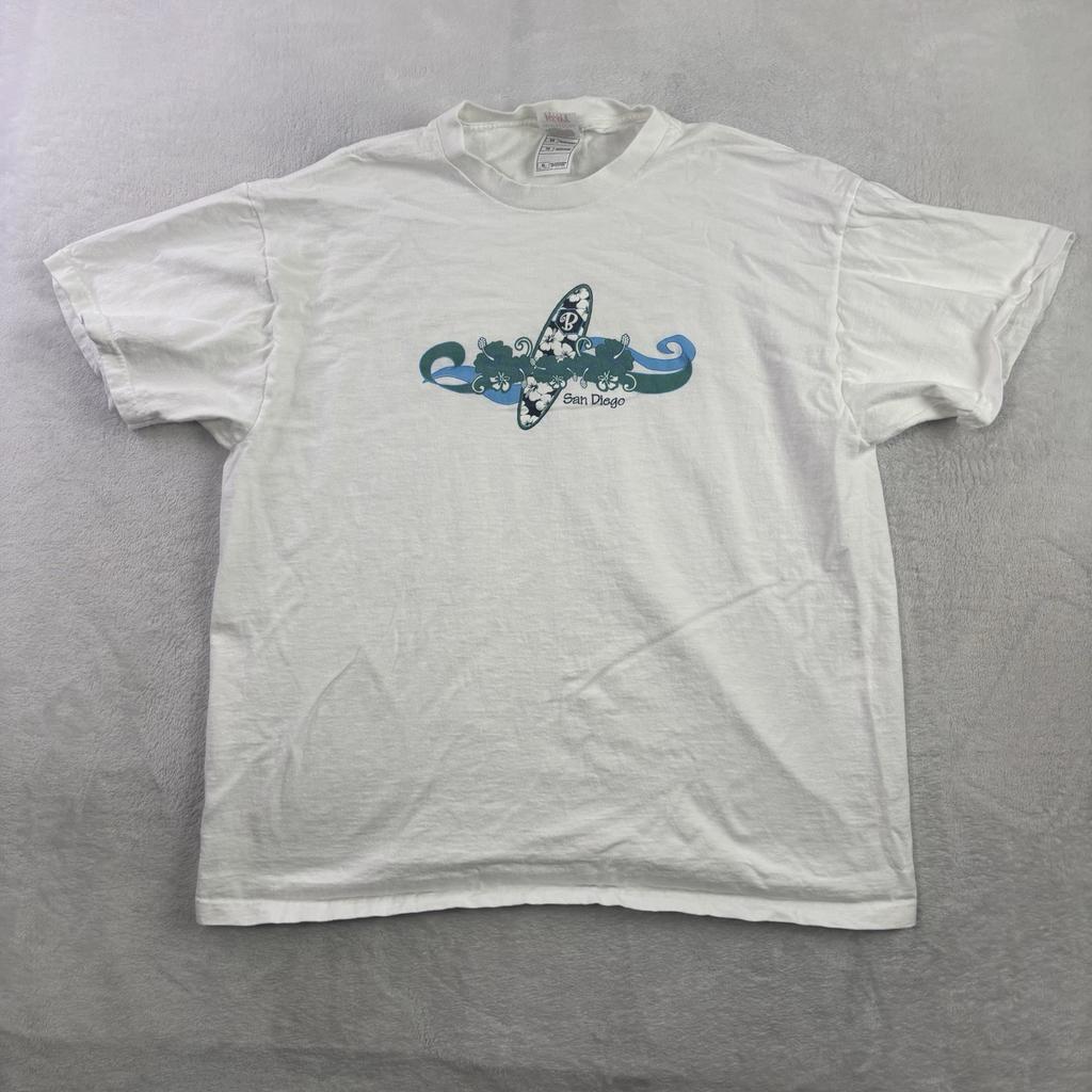 VTG FOTL San Diego White Short Sleeve Graphic Surfing Floral Shirt Men's XL Unisex T-Shirt