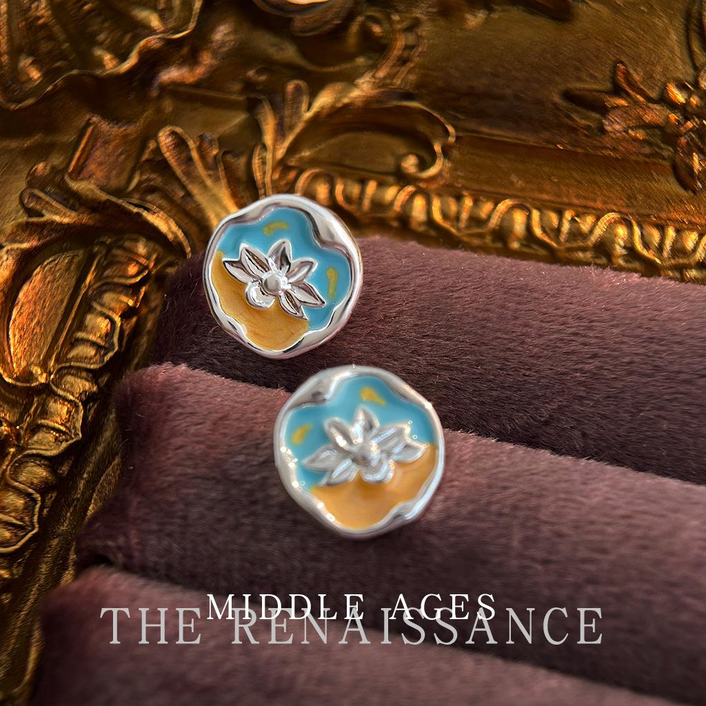 Моне Ван Гог~ Эмалевые капельные масляные серьги-гвоздики с пресноводным жемчугом серьги с изображением масляной картины серьги