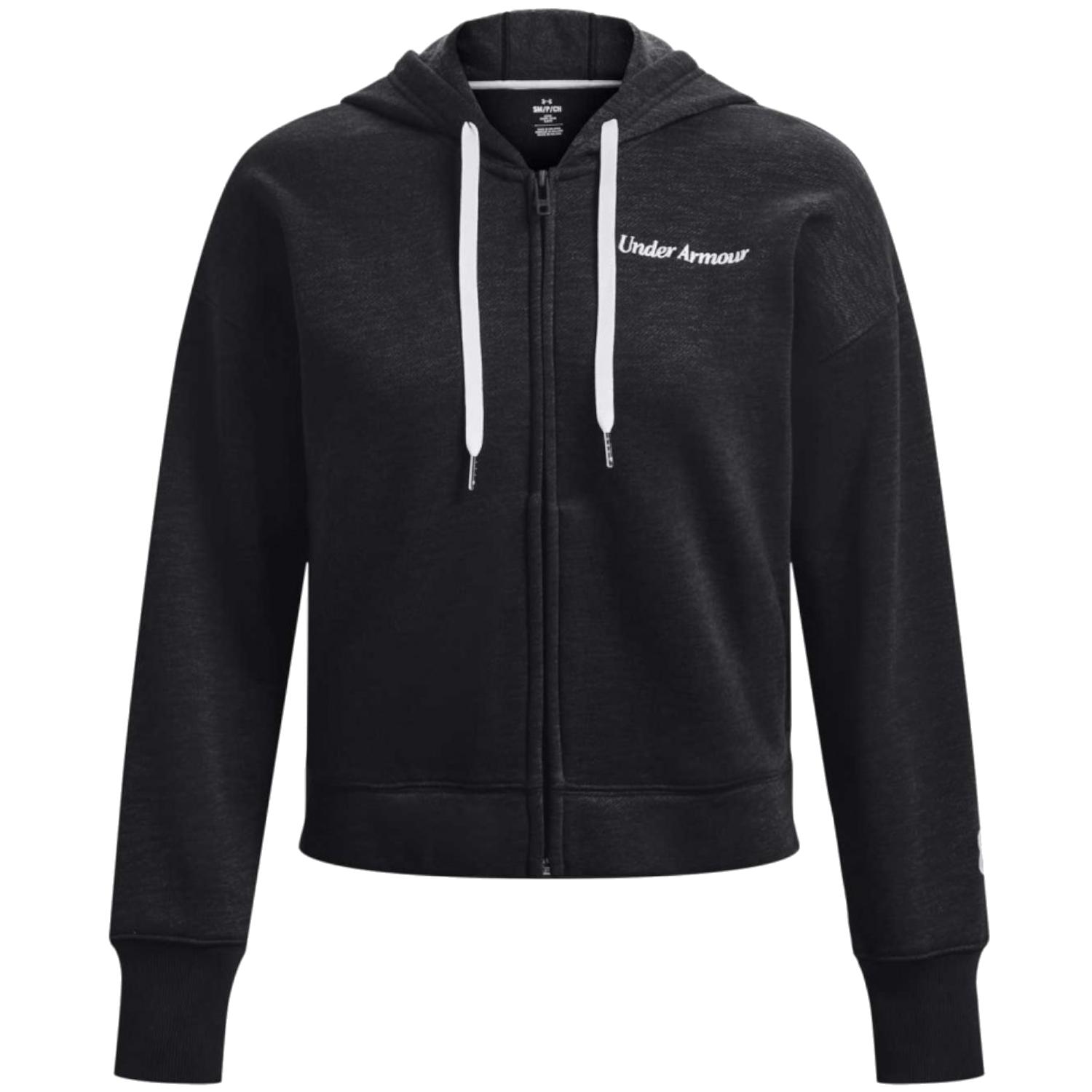 Under Armour Essential Fleece Script FZ Sweat à capuche, Sweat-shirt noir femme