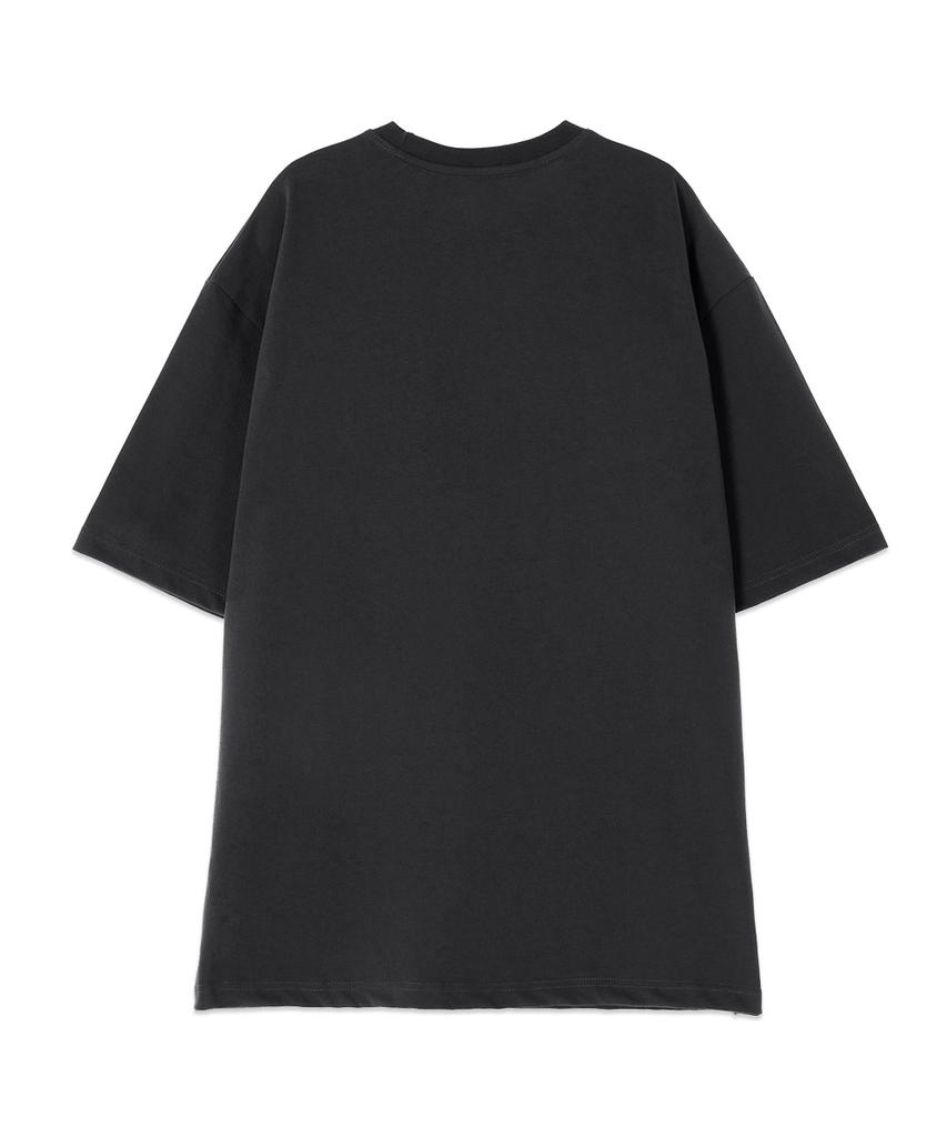 ASTRAL PROJECTION [Oversized] Ap Club 13-Count Cotton Round Neck Short Sleeve T-Shirt_Charcoal