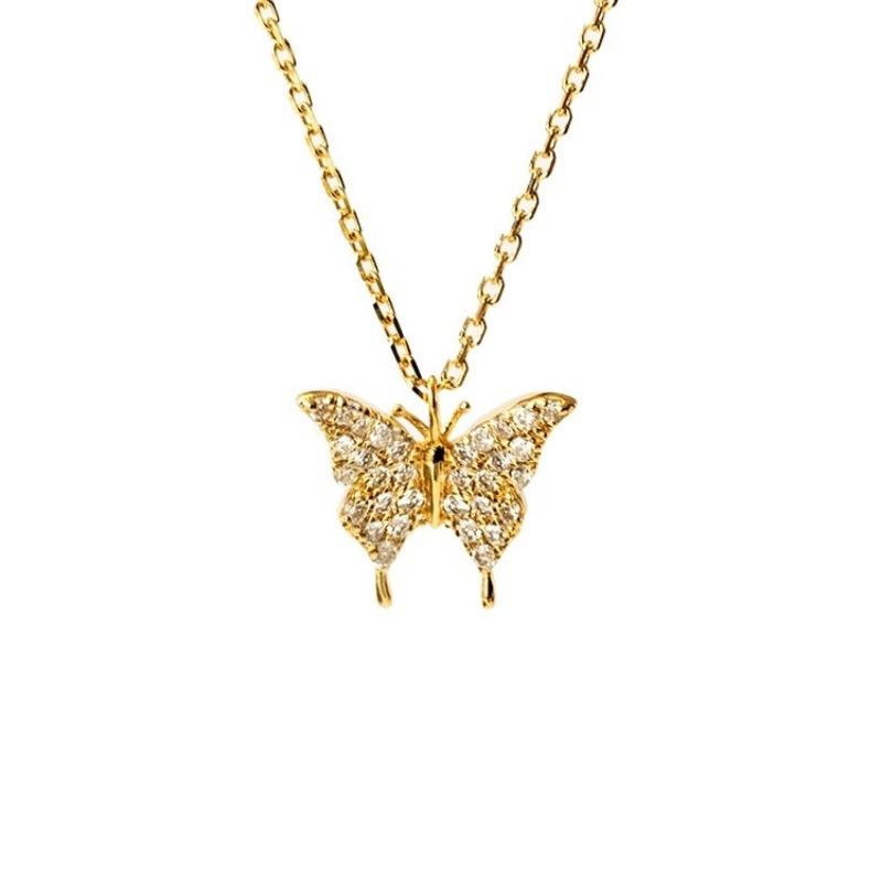 

Ожерелье с подвеской в виде бабочки из стерлингового серебра S925 для женщин, легкое, роскошное, с бриллиантами в стиле меньшинств, подходящее по цвету, на шею, на ключицу 925